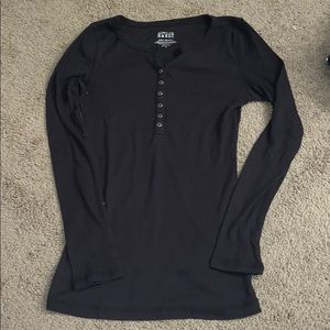 Black Ribbed Button Up